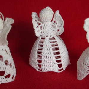 Karácsonyi angyal horgolt fenyő dísz 3 db/garnitúra - Meska.hu