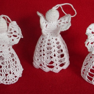 Karácsonyi angyal horgolt fenyő dísz 3 db/garnitúra - karácsony - karácsonyi lakásdekoráció - karácsonyfadíszek - Meska.hu