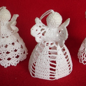 Karácsonyi angyal horgolt fenyő dísz 3 db/garnitúra - karácsony - karácsonyi lakásdekoráció - karácsonyfadíszek - Meska.hu