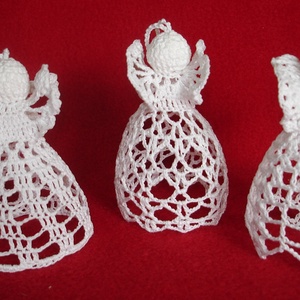 Karácsonyi angyal horgolt fenyő dísz 3 db/garnitúra - karácsony - karácsonyi lakásdekoráció - karácsonyfadíszek - Meska.hu