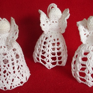 Karácsonyi angyal horgolt fenyő dísz 3 db/garnitúra - Meska.hu