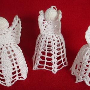 Karácsonyi angyal horgolt fenyő dísz 3 db/garnitúra - karácsony - karácsonyi lakásdekoráció - karácsonyfadíszek - Meska.hu