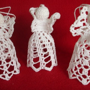 Karácsonyi angyal horgolt fenyő dísz 3 db/garnitúra - karácsony - karácsonyi lakásdekoráció - karácsonyfadíszek - Meska.hu