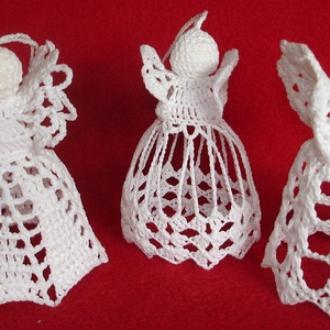 Karácsonyi angyal horgolt fenyő dísz 3 db/garnitúra - karácsony - karácsonyi lakásdekoráció - karácsonyfadíszek - Meska.hu