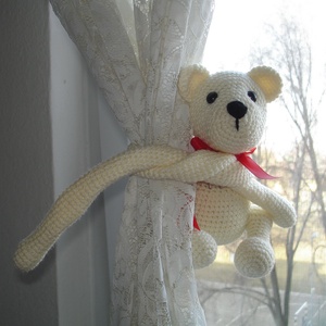 Függöny összekötő függöny fogó horgolt játékfigura maci, Otthon & Életmód, Lakástextil, Függöny és kiegészítő, Függöny elkötő, Horgolás, MESKA