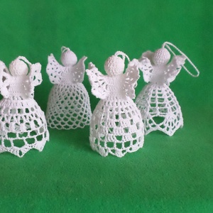 Karácsonyi angyal horgolt fenyő dísz 4 db/ garnitúra - karácsony - karácsonyi lakásdekoráció - karácsonyfadíszek - Meska.hu