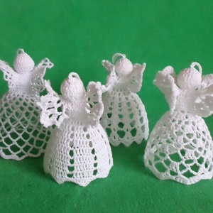 Karácsonyi angyal horgolt fenyő dísz 4 db/ garnitúra - karácsony - karácsonyi lakásdekoráció - karácsonyfadíszek - Meska.hu