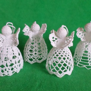 Karácsonyi angyal horgolt fenyő dísz 4 db/ garnitúra - karácsony - karácsonyi lakásdekoráció - karácsonyfadíszek - Meska.hu