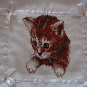 Keresztszemes párna huzat Cica mintával, Otthon & Életmód, Lakástextil, Párna & Párnahuzat, Hímzés, MESKA