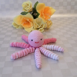Babajáték polip amigurumi figura rózsaszín -kék, Játék & Sport, Plüssállat & Játékfigura, Polip, Horgolás, MESKA