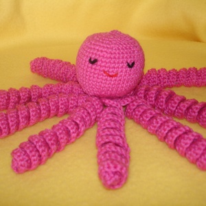 Babajáték polip amigurumi figura rózsaszín -kék - játék & sport - plüssállat & játékfigura - polip - Meska.hu
