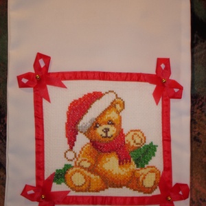 Keresztszemes hímzéssel készült Karácsonyi-Télapó-Mikulás zsák, Karácsony, Karácsonyi ajándékozás, Karácsonyi ajándékcsomagolás, Hímzés, MESKA