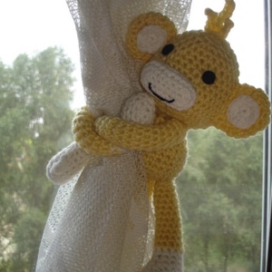 Függöny összekötő horgolt játékfigura majom, Otthon & Életmód, Lakástextil, Függöny és kiegészítő, Függöny elkötő, Horgolás, MESKA