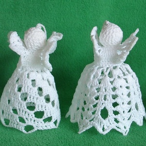 Karácsonyi angyal horgolt fenyő dísz 4 db/ garnitúra - karácsony - karácsonyi lakásdekoráció - karácsonyfadíszek - Meska.hu