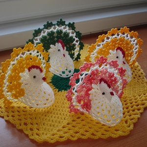 Húsvét horgolt tyúk 3 db - otthon & életmód - dekoráció - asztal és polc dekoráció - asztaldísz - Meska.hu