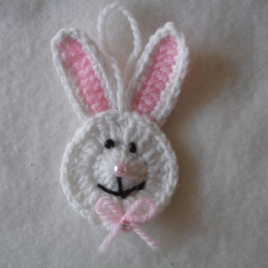 Nyuszi fej horgolt , Ünnepi díszek, dekorációk, Húsvéti díszek és dekorációk, Horgolás, MESKA