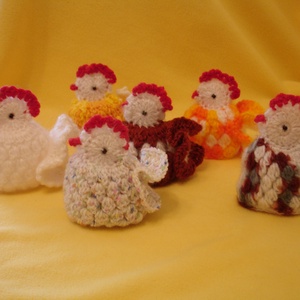 Húsvét horgolt csibe 6 db/ garnitúra - Meska.hu