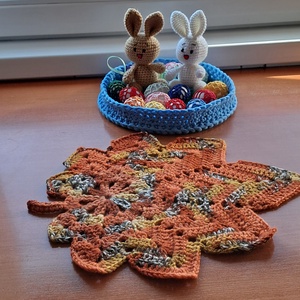 Húsvét asztali dísz nyuszi és tojás kosárban  - ünnepi díszek, dekorációk - húsvéti díszek és dekorációk - húsvéti asztaldíszek - Meska.hu