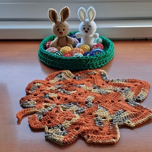 Húsvét asztali dísz nyuszi és tojás kosárban  - ünnepi díszek, dekorációk - húsvéti díszek és dekorációk - húsvéti asztaldíszek - Meska.hu