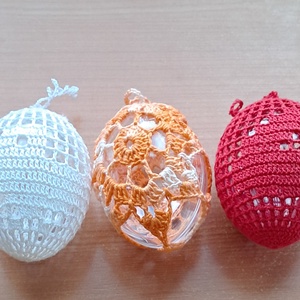 Húsvét horgolt tojás 8 cm 3 db, Ünnepi díszek, dekorációk, Húsvéti díszek és dekorációk, Húsvéti tojás, hímestojás, Horgolás, MESKA