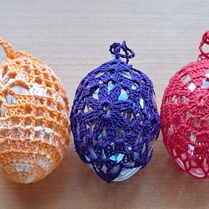 Húsvét horgolt tojás 8 cm 3 db, Ünnepi díszek, dekorációk, Húsvéti díszek és dekorációk, Húsvéti tojás, hímestojás, Horgolás, MESKA