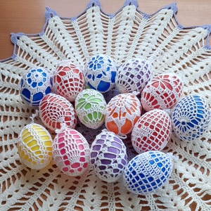 Húsvét horgolt tojás 6 cm 14 db egyben - Meska.hu