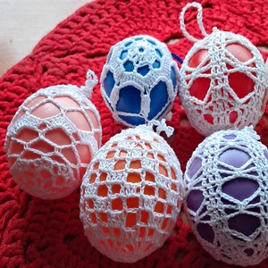 Húsvét horgolt tojás 6 cm - ünnepi díszek, dekorációk - húsvéti díszek és dekorációk - húsvéti tojás, hímestojás - Meska.hu