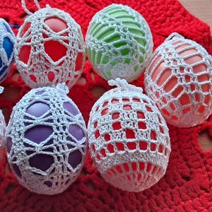 Húsvét horgolt tojás 6 cm - ünnepi díszek, dekorációk - húsvéti díszek és dekorációk - húsvéti tojás, hímestojás - Meska.hu