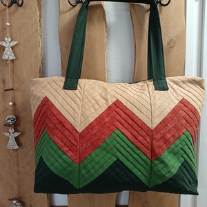 Ikrek (zöld), Táska & Tok, Kézitáska & válltáska, Nagy pakolós táska, Patchwork, foltvarrás, Varrás, MESKA