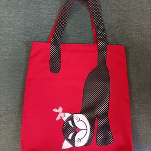 Pillangós cica , Táska & Tok, Kézitáska & válltáska, Válltáska, Varrás, Újrahasznosított alapanyagból készült termékek, MESKA