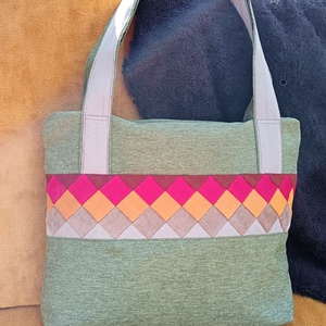 Praktikum (zöld kockás válltáska), Táska & Tok, Kézitáska & válltáska, Válltáska, Varrás, Újrahasznosított alapanyagból készült termékek, MESKA