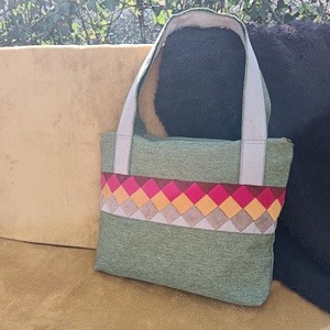 Praktikum (zöld kockás válltáska) - táska & tok - kézitáska & válltáska - válltáska - Meska.hu