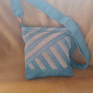 Tisztakék, Táska & Tok, Kézitáska & válltáska, Vállon átvethető táska, Varrás, Újrahasznosított alapanyagból készült termékek, MESKA