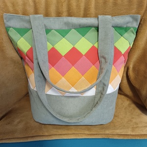 Zöld és narancssárga (válltáska), Táska & Tok, Kézitáska & válltáska, Válltáska, Varrás, Újrahasznosított alapanyagból készült termékek, MESKA
