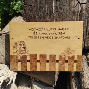 Vigyázz, a kutya harap tábla - vicces kutya macska - otthon & életmód - ház & kert - házszám - Meska.hu