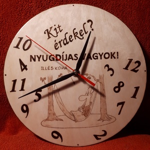 Nyugdíjas búcsúztatóra - kézzel rajzolt gravírozott falióra - otthon & életmód - dekoráció - fali és függő dekoráció - falióra & óra - Meska.hu