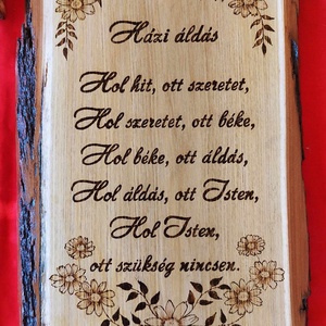 Házi áldás - Egyedi, kézzel rajzolt és gravírozott fára készített kép - otthon & életmód - dekoráció - kép & falikép - fából készült kép - Meska.hu