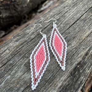 Zsuwel Rózsaszín-fehér mini TANGÓ fülbevaló - Meska.hu