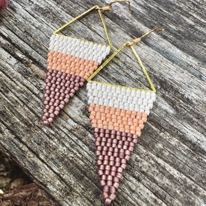 Zsuwel Barack- barna RUMBA fülbevaló, Ékszer, Fülbevaló, Lógó fülbevaló, Ékszerkészítés, Gyöngyfűzés, gyöngyhímzés, MESKA