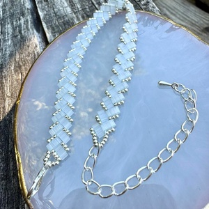 Zsuwel világoskék-ezüst KARKÖTŐ kollekció, Ékszer, Karkötő, Gyöngyös karkötő, Ékszerkészítés, Gyöngyfűzés, gyöngyhímzés, MESKA