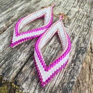 Zsuwel Rózsaszín LEVÉL fülbevaló, Ékszer, Fülbevaló, Lógó fülbevaló, Ékszerkészítés, MESKA