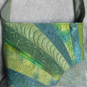 Tavaszi válltáska / zöld táska / cérnarajzos zöld táska - táska & tok - kézitáska & válltáska - válltáska - Meska.hu