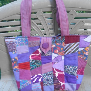Mozaik táska / lila táska/ Zero Waste, Táska & Tok, Bevásárlás & Shopper táska, Shopper, textiltáska, szatyor, Varrás, Patchwork, foltvarrás, Meska