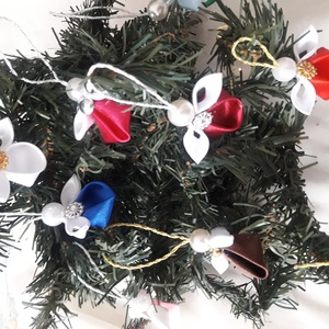 Kanzashi kisangyalkák - karácsony, ünnep, ajándék - karácsony - karácsonyi lakásdekoráció - karácsonyi lakásdíszek - Meska.hu