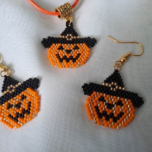 Halloween tök medál és fülbevaló szett - Meska.hu