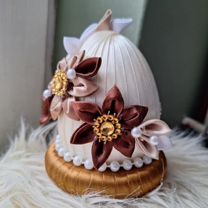 Kanzashi tojás dekoráció, Otthon & Életmód, Dekoráció, Asztal és polc dekoráció, Asztaldísz, Mindenmás, MESKA