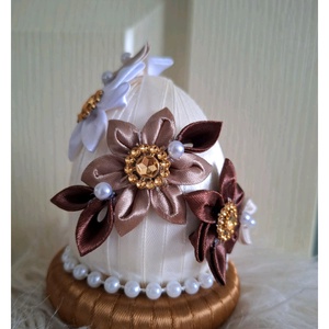 Kanzashi tojás dekoráció - otthon & életmód - dekoráció - asztal és polc dekoráció - asztaldísz - Meska.hu