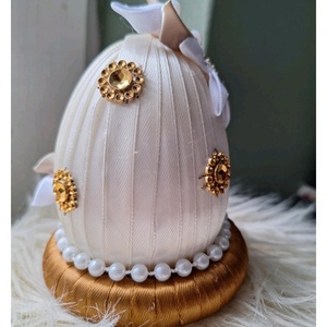 Kanzashi tojás dekoráció - otthon & életmód - dekoráció - asztal és polc dekoráció - asztaldísz - Meska.hu