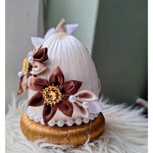 Kanzashi tojás dekoráció - otthon & életmód - dekoráció - asztal és polc dekoráció - asztaldísz - Meska.hu