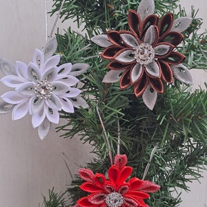 Kanzashi csillag karácsonyra  - Meska.hu